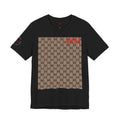 Designer Monogram Tee — Brown GG Pattern with Red "VZAI" Accent